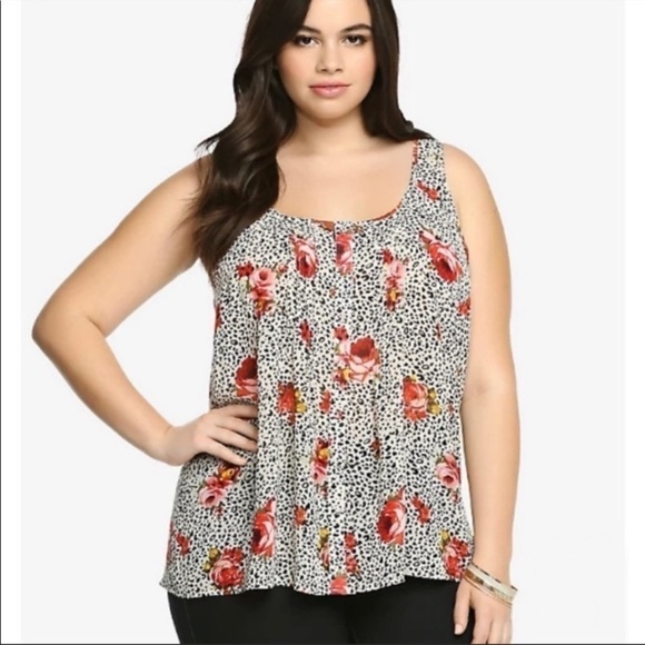 Torrid animal print floral sleeveless tunic - Picture 1 of 8